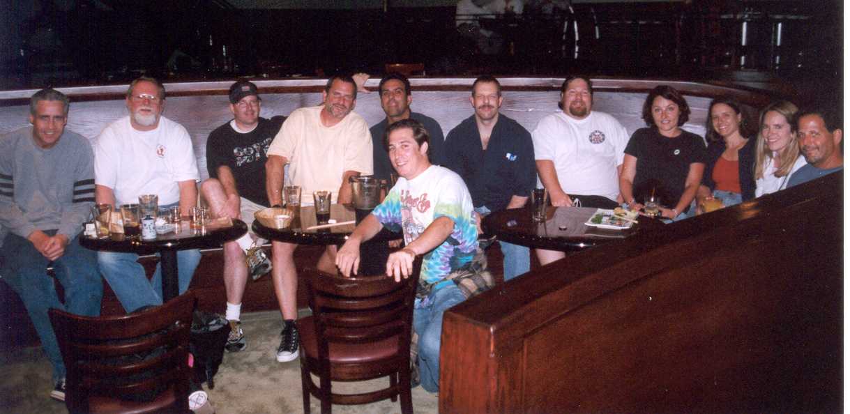 Pre show cocktails left coast fans Scotty, Brent, Billy, Woody and various others   Circa 1992. Best 
